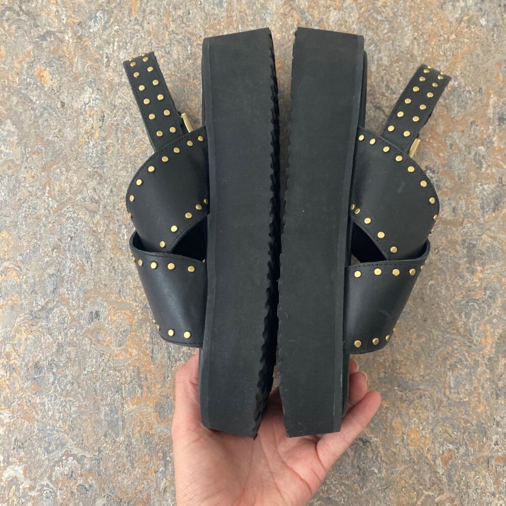 Maeve Anthropologie Chrissy Platform Sandals Shoes Black - Picture 3 of 8